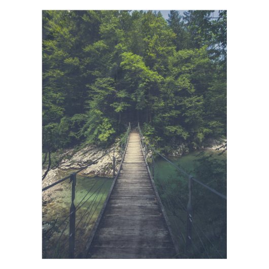 Eenvoudige hangbrug over de Idrijca, handschoen Tafelkleed (Voorkant)