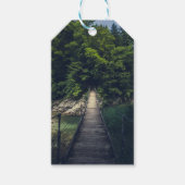 Eenvoudige hangbrug over rivier Idrijca, Slovenië Cadeaulabel (Voorkant)