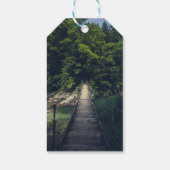 Eenvoudige hangbrug over rivier Idrijca, Slovenië Cadeaulabel (Achterkant)