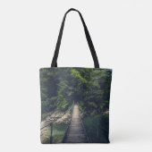 Eenvoudige hangbrug over rivier Idrijca, Slovenië Tote Bag (Achterkant)