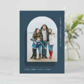 Eenvoudige hanukkah Arch | Moderne twee foto Feestdagenkaart (Staand voorkant)