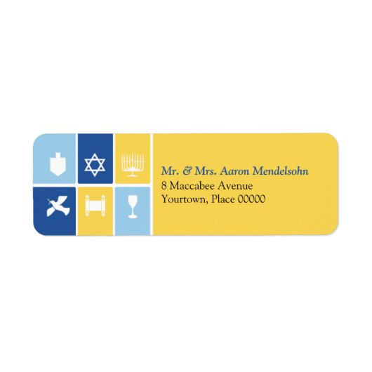 Eenvoudige Hanukkah Icons Return Address Label (Voorkant)
