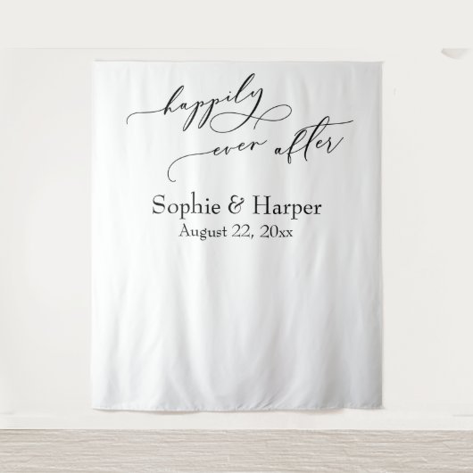 Eenvoudige Happily Ever After Foto Achtergrond Wandkleed (Voorkant)
