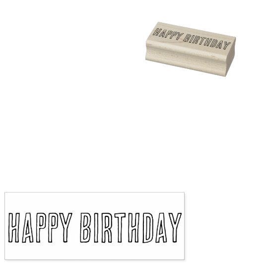 Eenvoudige Happy Birthday Alle Petten Omtrek Lette Rubberstempel (Gestempeld)