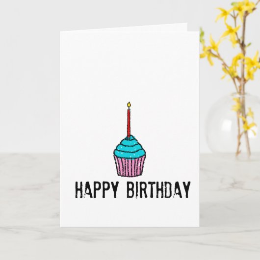 Eenvoudige Happy Birthday-groet Kaart (Gele Bloem)