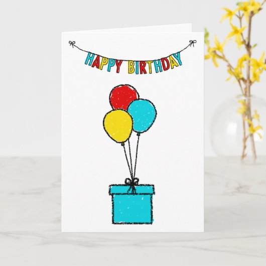 Eenvoudige Happy Birthday-groet Kaart (Gele Bloem)