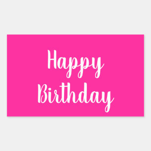 Eenvoudige Happy Birthday Hot Pink Rechthoekige Sticker