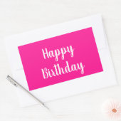 Eenvoudige Happy Birthday Hot Pink Rechthoekige Sticker (Envelop)