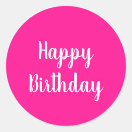 Eenvoudige Happy Birthday Hot Pink Ronde Sticker