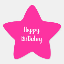 Eenvoudige Happy Birthday Hot Pink Ster Sticker
