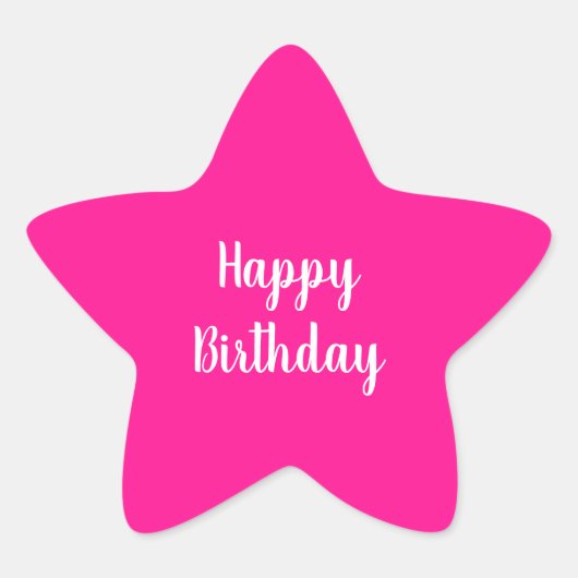 Eenvoudige Happy Birthday Hot Pink Ster Sticker (Voorkant)