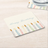 Eenvoudige "Happy Birthday" met kaarsenfeest Kartonnen Onderzetters (Schuin)