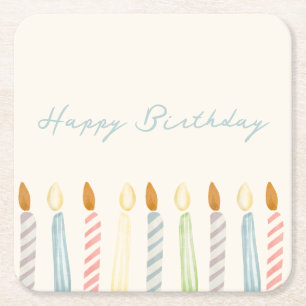 Eenvoudige "Happy Birthday" met kaarsenfeest Kartonnen Onderzetters