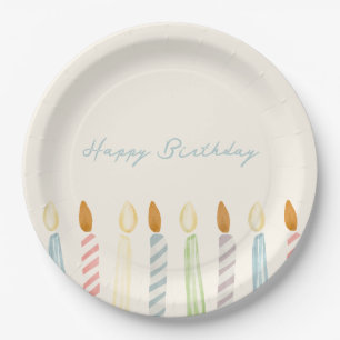 Eenvoudige "Happy Birthday" met kaarsenfeest Papieren Bordje