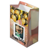 Eenvoudige Happy Birthday Voeg persoonlijke foto-t Medium Cadeauzakje (Voorkant Gekanteld)