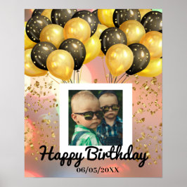 Eenvoudige Happy Birthday Voeg persoonlijke foto-t Poster