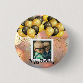 Eenvoudige Happy Birthday Voeg persoonlijke foto-t Ronde Button 3,2 Cm