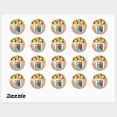 Eenvoudige Happy Birthday Voeg persoonlijke foto-t Ronde Sticker (Vel)