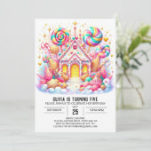 Eenvoudige Happy Candyland digitale verjaardag Kaart (Staand voorkant)