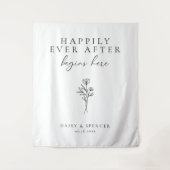 Eenvoudige "Happy Ever After Begins Here" Tekst Tr Wandkleed (Voorkant)