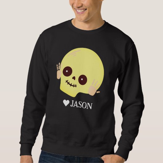 Eenvoudige Happy Halloween Boo Skelet Skull Trui (Voorkant)