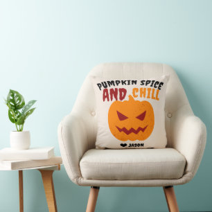 Eenvoudige Happy Halloween spooky oranje pompoen Kussen