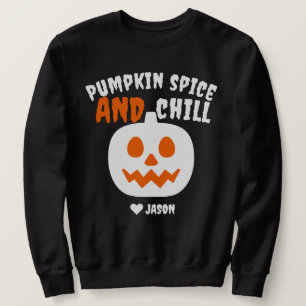 Eenvoudige Happy Halloween spooky oranje pompoen Trui