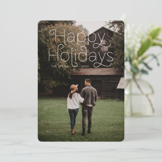 Eenvoudige Happy Holiday Feestdagenkaart (Staand voorkant)