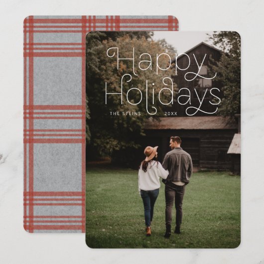 Eenvoudige Happy Holiday Feestdagenkaart (Voorkant / Achterkant)