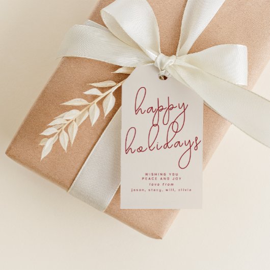 Eenvoudige Happy Holiday met aangepaste naam Label Cadeaulabel