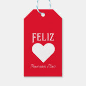 Eenvoudige Happy Jubileum Spaans Wit Foto Cadeaulabel (Voorkant)