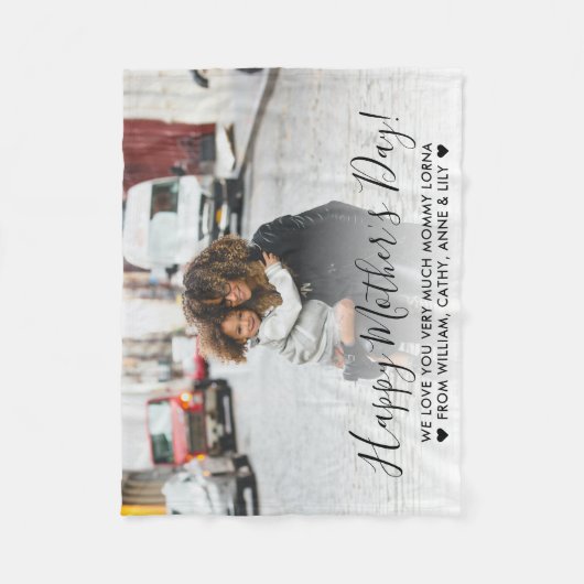 Eenvoudige Happy Moederdag aangepaste bericht foto Fleece Deken (Voorkant)