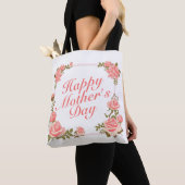 Eenvoudige Happy Moederdag Floral Lijst Canvas tas (Dichtbij)