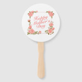 Eenvoudige Happy Moederdag Floral Lijst Hand Fan Handwaaier (Achterkant)