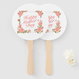 Eenvoudige Happy Moederdag Floral Lijst Hand Fan Handwaaier