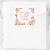Eenvoudige Happy Moederdag Floral Lijst Sticker (Tas)