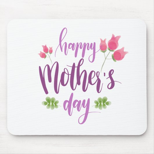 Eenvoudige Happy Moederdag Floral | Muismat (Voorkant)