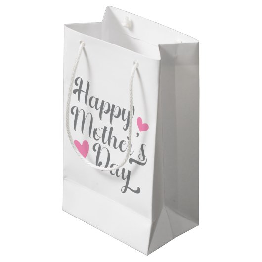 Eenvoudige Happy Moederdag kalligrafie | Gift Bag Klein Cadeauzakje (Voorkant Gekanteld)