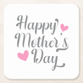 Eenvoudige Happy Moederdag kalligrafie | Onderzett Kartonnen Onderzetters