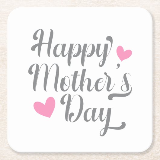 Eenvoudige Happy Moederdag kalligrafie | Onderzett Kartonnen Onderzetters (Voorkant)