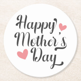 Eenvoudige Happy Moederdag kalligrafie | Onderzett Ronde Kartonnen Onderzetter