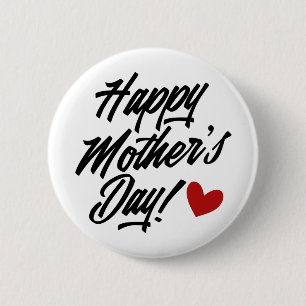 Eenvoudige Happy Moederdag kalligrafie Pin-Butto Ronde Button 5,7 Cm