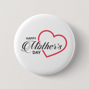 Eenvoudige Happy Moederdag PIN-Button Ronde Button 5,7 Cm
