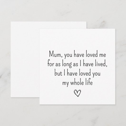 Eenvoudige Happy Mothers dagkaart Feestdagenkaart (Voorkant / Achterkant)