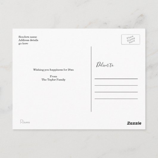 Eenvoudige, Happy Nieuwjaar Vier Persoonlijke Foto Briefkaart (Achterkant)