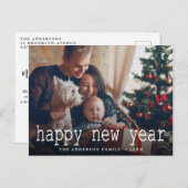 Eenvoudige Happy Nieuwjaarsfoto Briefkaart (Voorkant / Achterkant)