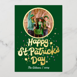 Eenvoudige Happy St patricks dag Shamrocks Familie Folie Feestdagenkaart
