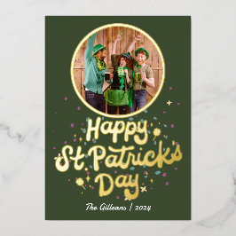 Eenvoudige Happy St patricks dag Shamrocks Familie Folie Feestdagenkaart