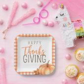 Eenvoudige Happy Thanksgiving | Herfst Herfstgebla Papieren Bordje (Feest)