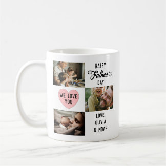 Eenvoudige Happy Vaderdag Custom 3 Foto Koffiemok
